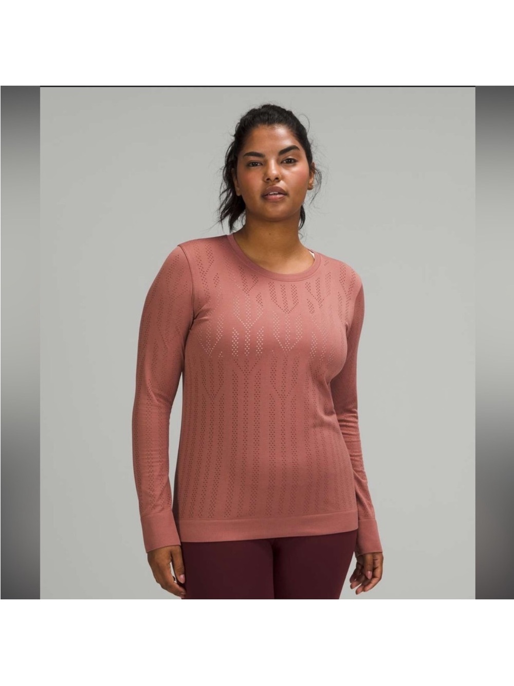 Lululemon Swiftly Breathe Long Sleeve Shirt Top Fletching Lines Spiced Chai 6
